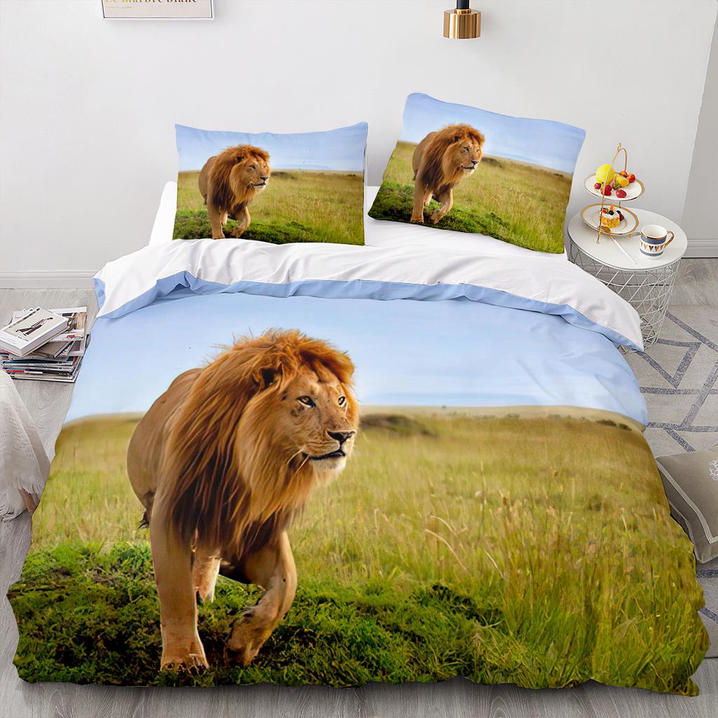Animal Lion Bedding Set Cool Animal Bed Linen Home Decor Single Double Twin Size For Boys Girls Kids Adults Lion Duvet Cover Set