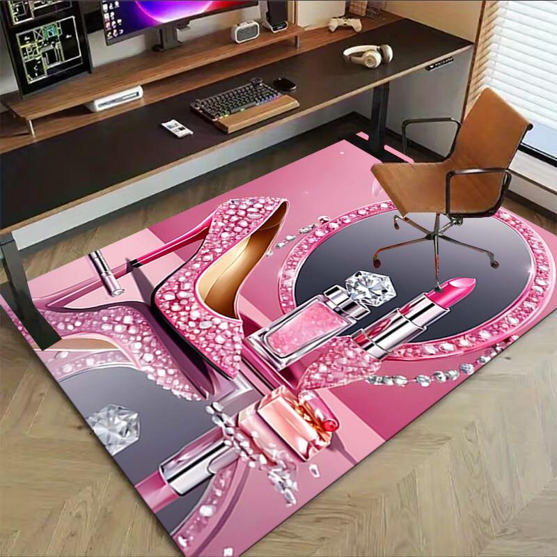 1PC high heeled shoes lipstick Extra Large Non Slip Floor carpet, Office, family, Studio   Large Area Rug Indoor Rugs, Bold Statement Piece