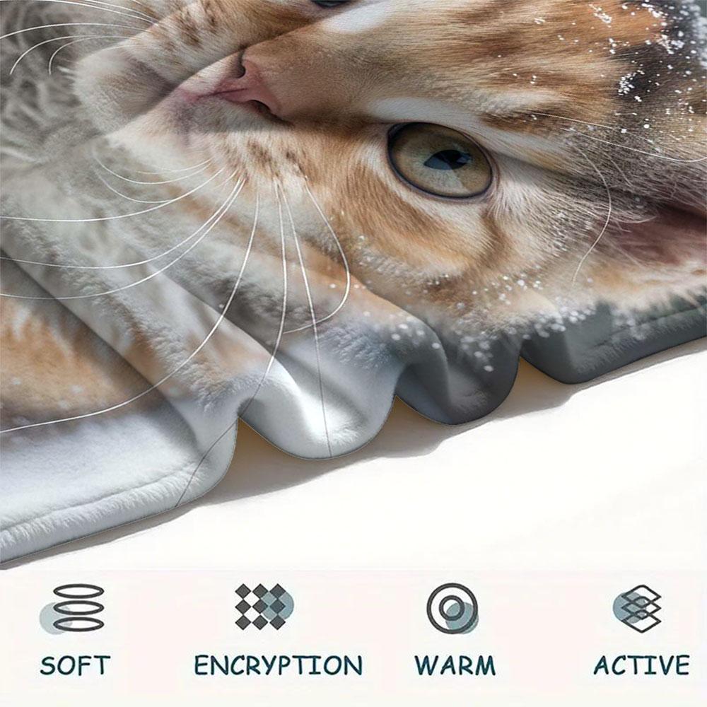 1 Stück Haustierkatzen-Aufdruck Flanelldecke, Hohe Qualität, Bequem für alle Jahreszeiten, Heimdekoration, Wärme und Komfort, Perfekt für Weihnachtsgeschenke