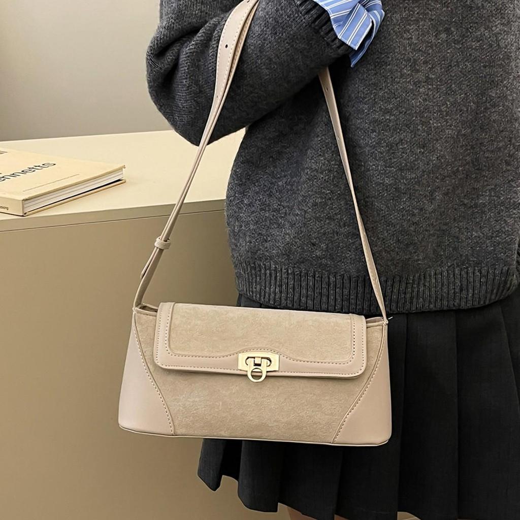 Autumn & Winter Women's Versatile Retro French Shoulder Crossbody Baguette Handbag