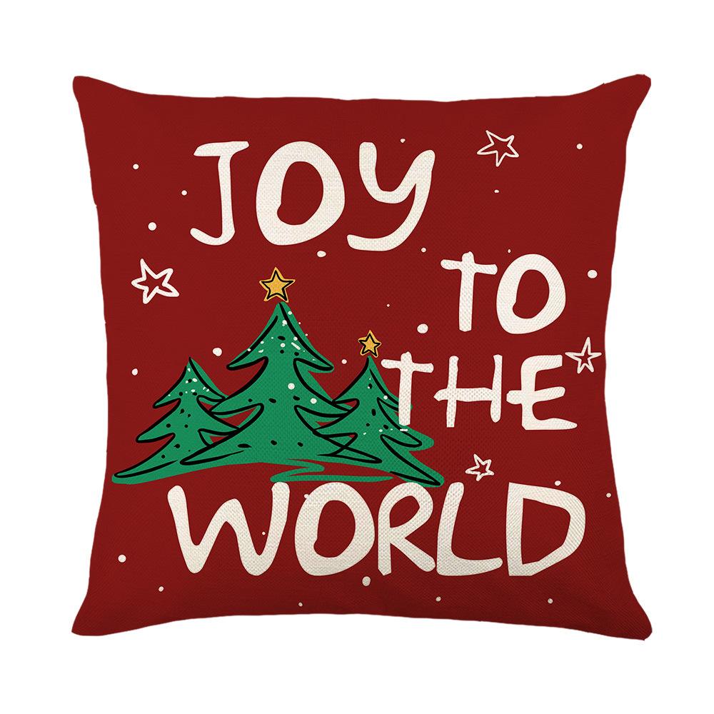 Christmas Pillow Cover Christmas Tree Old Man Letter Print Home Sofa Cushion Cover Linen Pillow Cover