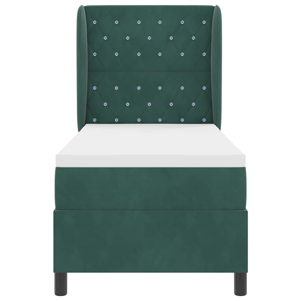Box Spring Bed with Headboard Dark Green 200 X 80 Cm Velvet
