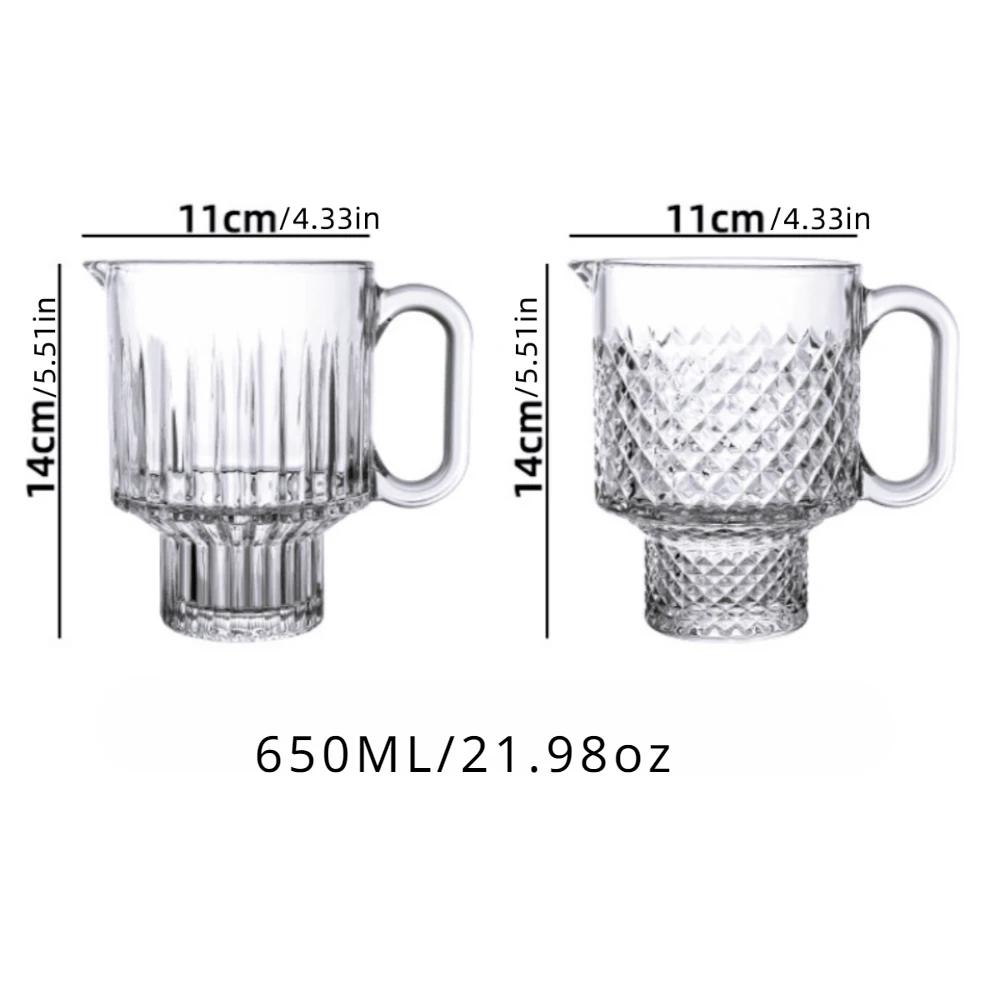 1pc 650ml Large Capacity Fruit Cups with Handles Cocktail Glass Summer Lemon Tea Cups Juice Cup Suitable for Bar Club Gatherings