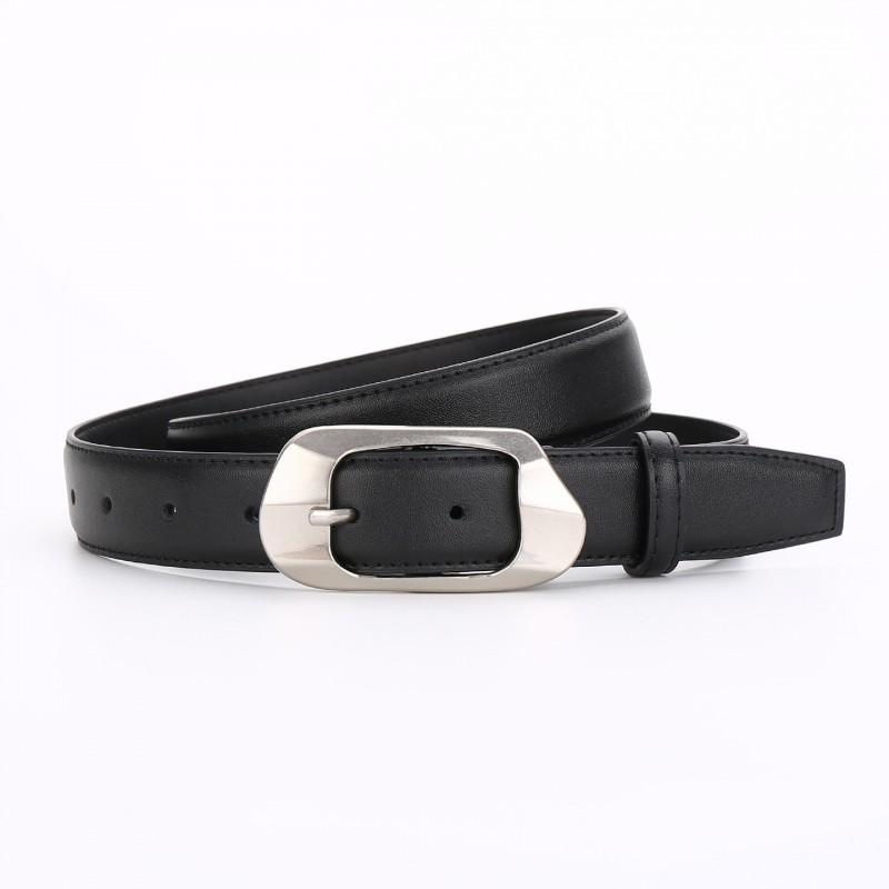 Womens Genuine Leather Belt With Zinc Alloy Buckle Slim 2.8cm Width Adjustable 100-110cm Versatile Casual Office Chic