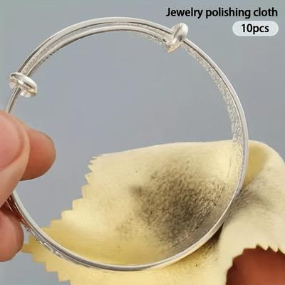 10 pcs Chiffon de Polissage Or et Argent Entretien Bijoux Chiffon de Nettoyage pour Bijoux, Bagues, Colliers, Bracelets, Chiffons de Polissage