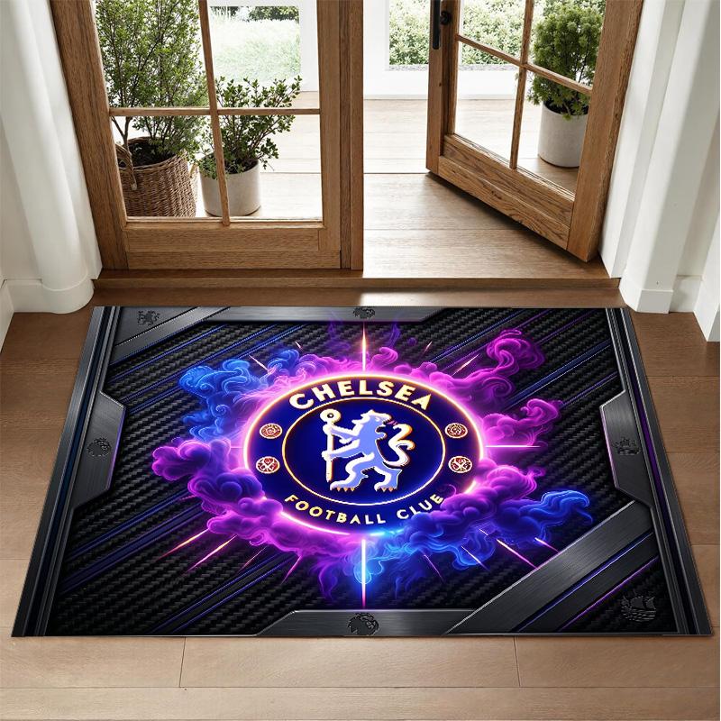 Chelsea FC Design Crystal Velvet Rug Soft Decorative Mat for Bedroom Entrance