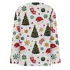 Women's Christmas Tree Print Long Sleeve Neck Top with Side Slit for Holiday Party