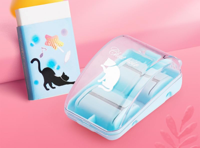 Plus Nao Eraser Debris Cleaner, Desktop Cleaner, Manual, Mini, Eraser Dust Catcher, Compact, Palm-Sized, Stylish & Cute - Sky Blue