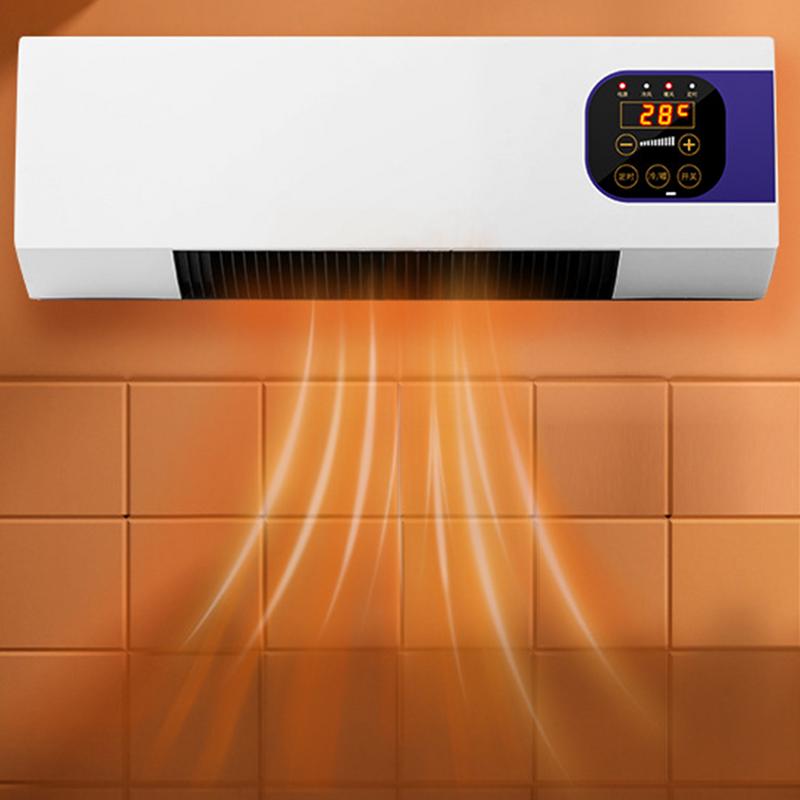 Malý nástěnný ventilátor USA/EU s funkcí topení Přenosný tichý ventilátor Montáž na stěnu Dvouúčelový ventilátor 3 rychlosti nastavitelné Pro obývací pokoj ložnici