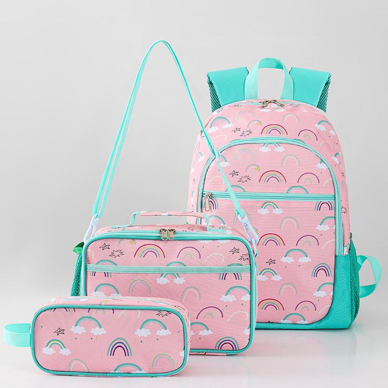 Kids School Backpack Set With Insulated Lunch Bag Pencil Case - Oxford Fabric Lightweight Cute Design Grades 1-2