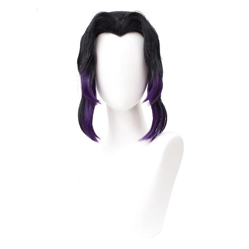 

Парик для косплея Kochou Shinobu, черный, фиолетовый, термостойкие синтетические волосы, парики в стиле аниме + шапочка для парика One Size