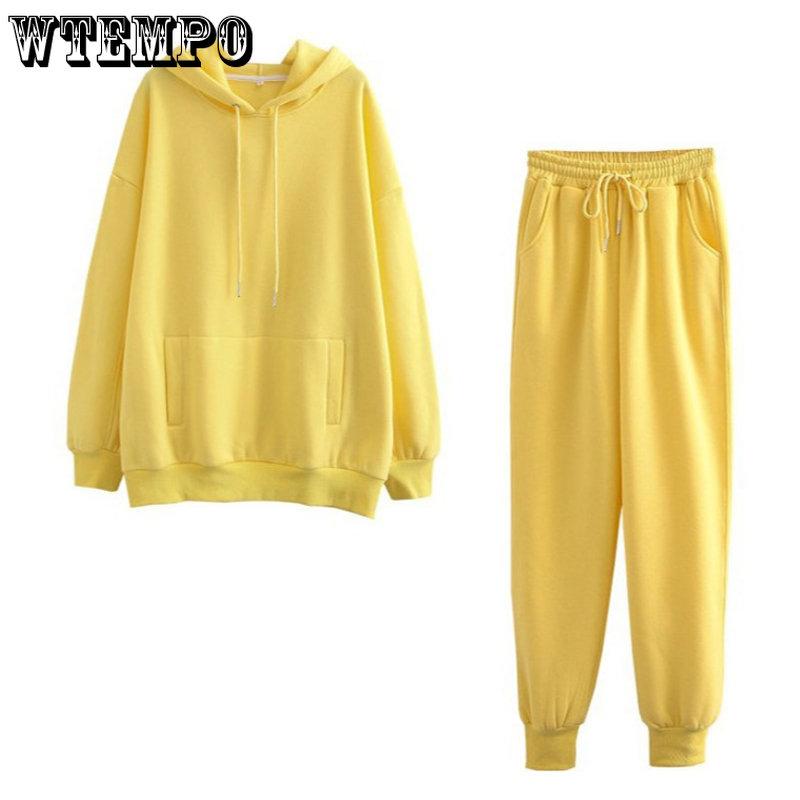 Herbst Winter Damen Trainingsanzug Dicker Fleece-Baumwollanzug 2-teiliges Set Kapuzenpullover Sweatshirt und lockere lange Hosenanzüge