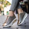 Fashion Ladies Women'S Shoes Sport Sequins Wedges Shoes Shake Silver Comfortable Sport Jogging Tennis Lace Up Running Sneakers