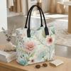  Floral Print Canvas Tote Bag Casual Large Capacity Handbag for Daily Use