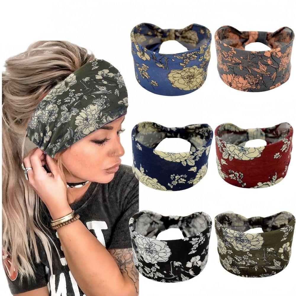 

Knotted Yoga Hairband Flower Print Sports Headband Fashion Headwear Women