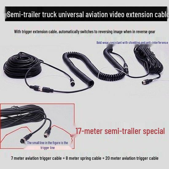 Aviation Head Spring Wire Four-Way Camera Connection Cable for Truck and Semi-Trailer Monitoring