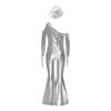 Girls Off Shoulder Jumpsuit Long Sleeve Sequin Tassel Detail Slit Bell Bottom Metallic Romper Hat Included