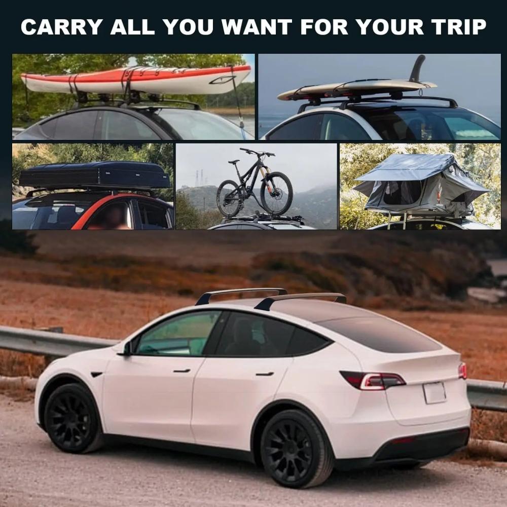2025 New Lockable Roof Rack For Tesla Model 3 Model Y 2017-2025 Roof Rack Accessories Antitheft Cross Bars Luggage Carrier