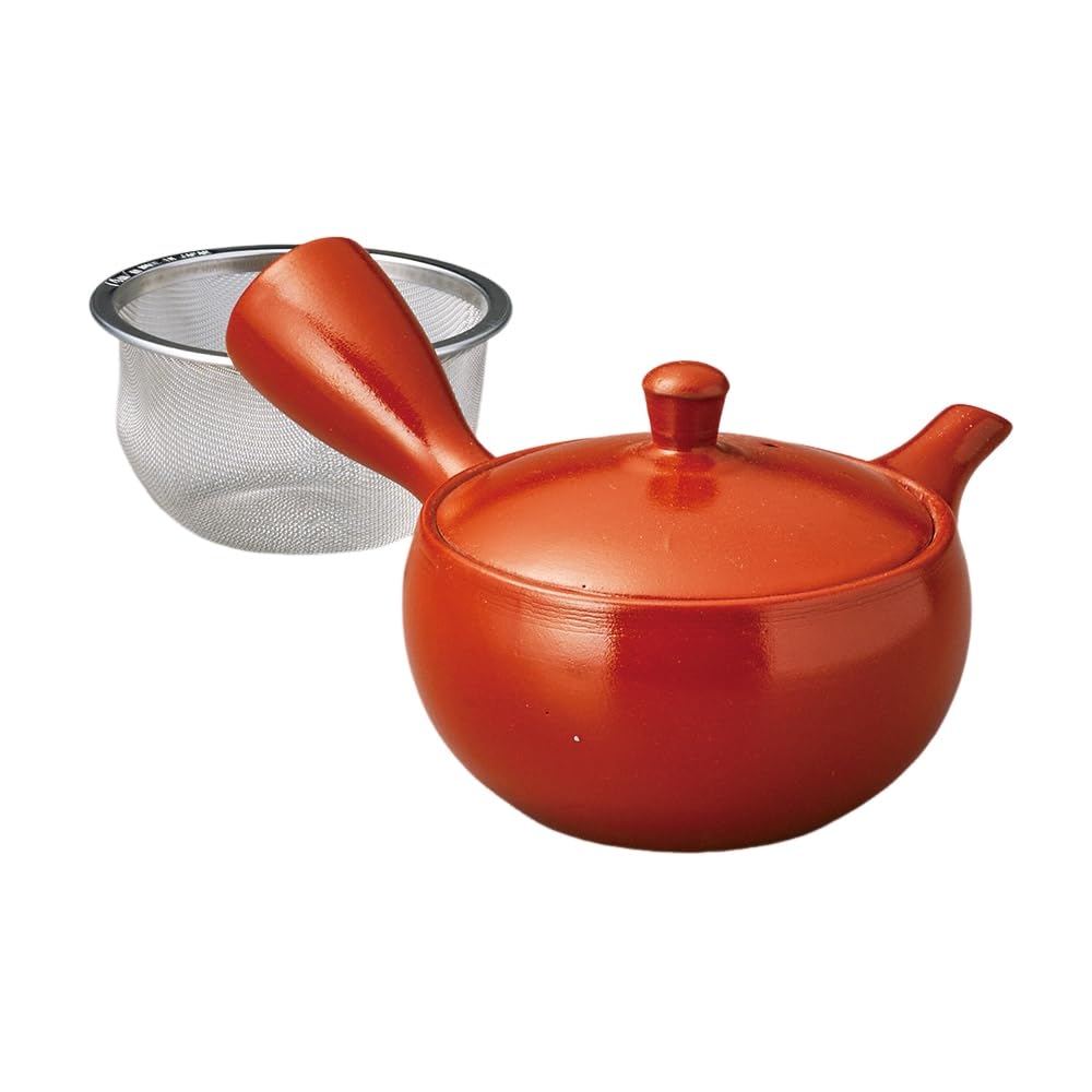 Red and Plum Capacity Tea Made In Stylish Ale-net Teapot, 320cc, Clay, Pine, Bamboo, Design, 1.5-cup (with Strainer), Porcelain, Japan,