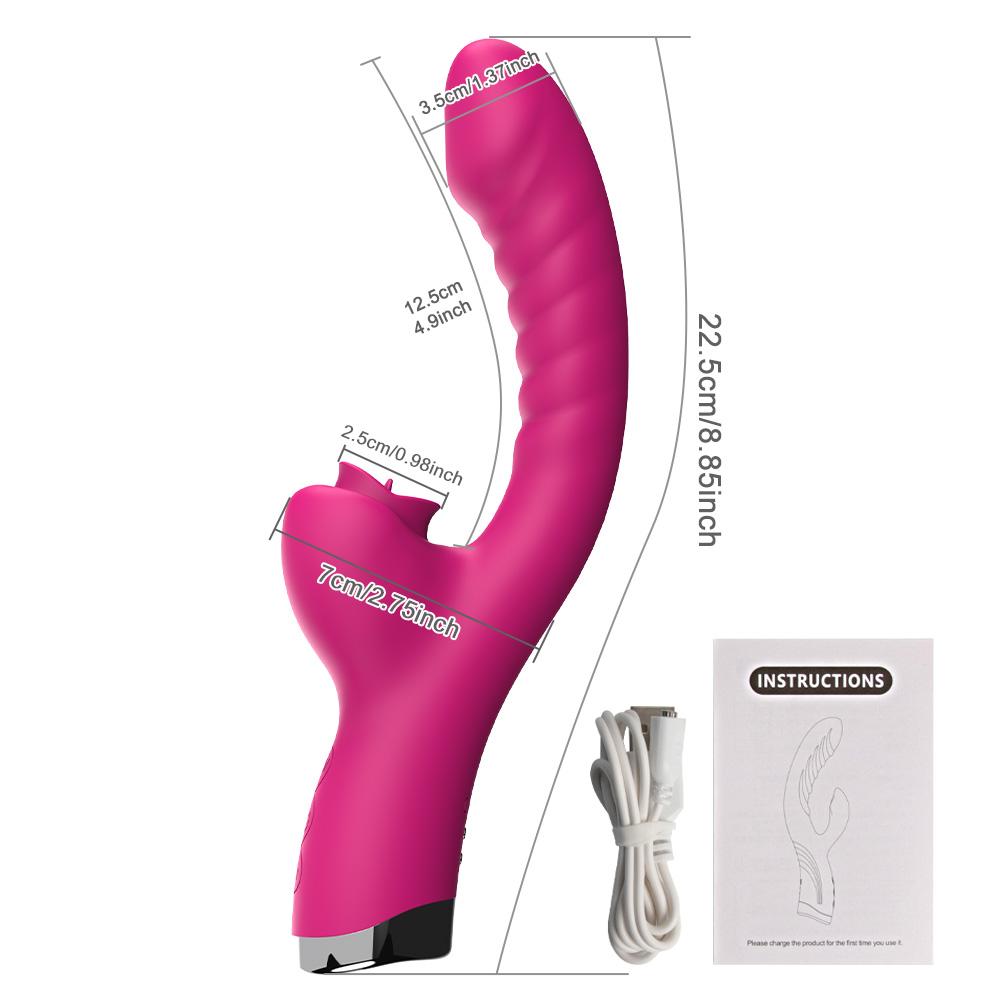 2 In 1 Vibrator for Woman, Vibrating Dildo, Clitoris Vibrator, G-spot Vibrator, Clitoris Suction Cup, Adult Sex Toys