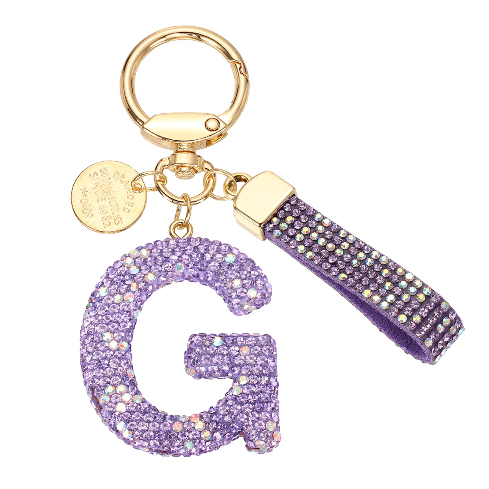 

[PATIKIL] Initial Letter Keychain, Gift Bling Letter G Keychain, Alphabet Key Ring, Handbag Accessory for Women, Shiny Cute Backpack Bag Car Key