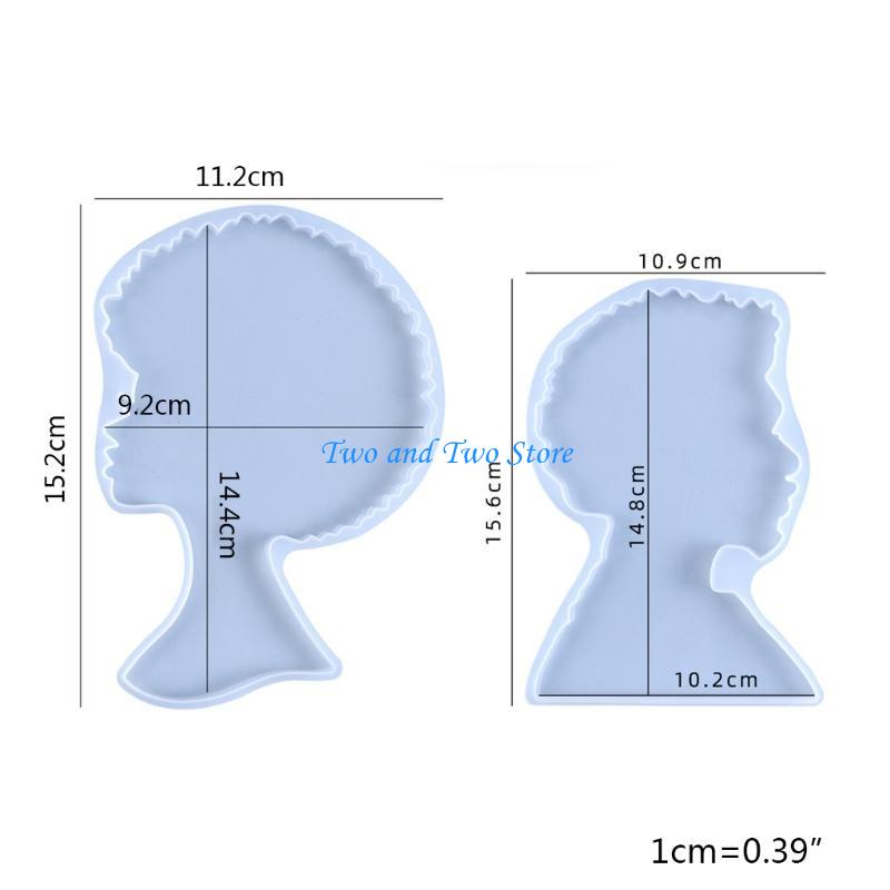 HX6F Afro Female/Male for Head Tray Epoxy Resin Mold Serving Board Silicone Mould DIY Crafts Decorations Ornaments To