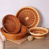 Handgeflochtener Kunst rattan Korb Runder Lebensmittelaufbewahrungskorb Praktische Aufbewahrungsbox Küche