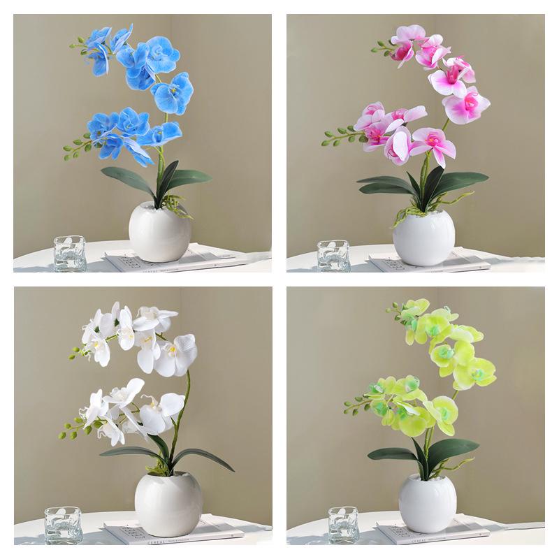 Sztuczna Phalaenopsis Sztuka Florystyczna Roślina w Doniczce: Dekoracyjna Plastikowa Kwiat do Salonu lub Stołu Jadalnego