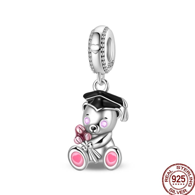 Graduation Series Pure Copper Metal Bachelor's Hat Certificate Flowers Charm Bead Components Bead Components Compatible With Pan Authentic Original