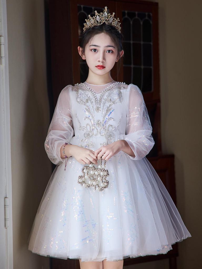 Girls' Luxury Tulle Dress for Piano Shows & Flower Girl Events