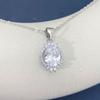 Korean Style S925 Sterling Silver Zircon Oval Pendant Necklace for Women