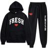 European Size Plus Fashion Printed Sweater Autumn and Winter Fleece Warm Hoodie Casual Sports Women's Suit