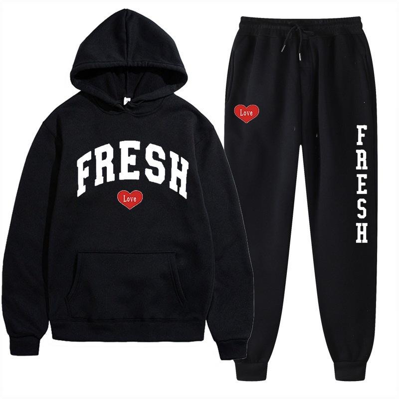 European Size Plus Fashion Printed Sweater Autumn and Winter Fleece Warm Hoodie Casual Sports Women's Suit