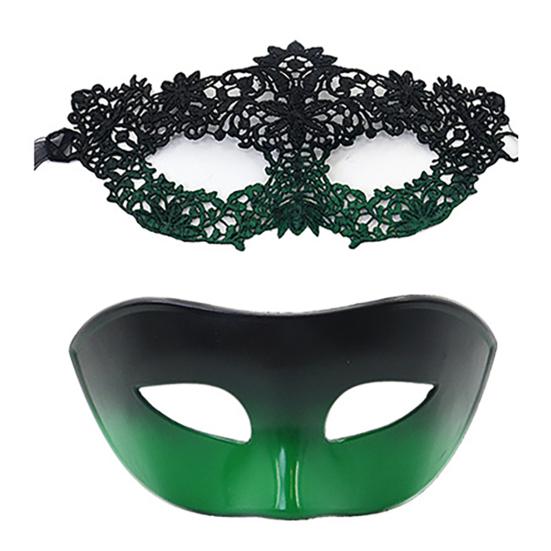 Couple Masquerade Masque Set Mardi Gras Party Ball Half-Face Masque Venetian Party Halloween Accessory for Men Women