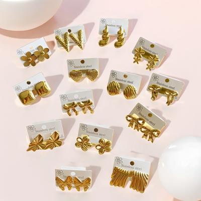 Dainty Thick Stud Earrings for Women Jewelry Irregular Geometric Flower Dangle Stud Earrings For Women Style Random Shipping
