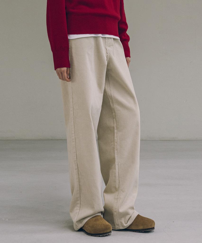 Siyajyu Sipt7136 New Wide Corduroy Pants_Dusty Cream