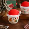 High-value cute creative water cup Christmas hat cup Girls ceramic mug Office coffee cup with lid gift