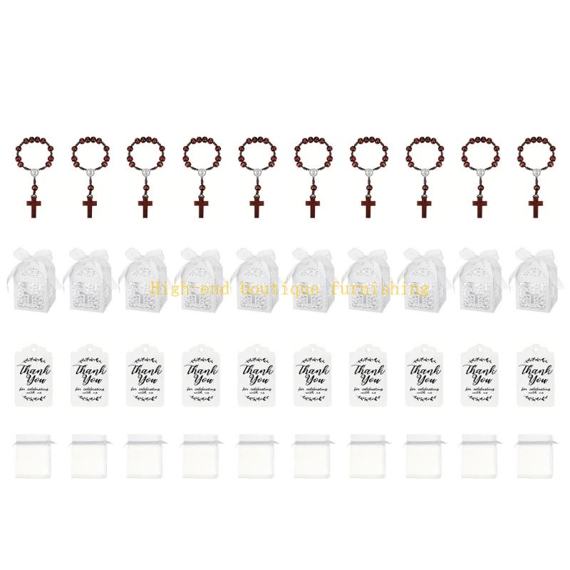  Spiritual Wooden Crosses Charm Bracelets Gift For Christening And Special Event