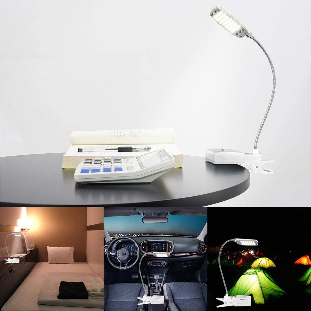 Desk Light Clip Light iHaHa LED 360 Degree Rotation Tabletop Stand Emergency Light Battery Operated Stand Lighting USB Charging Three Levels of