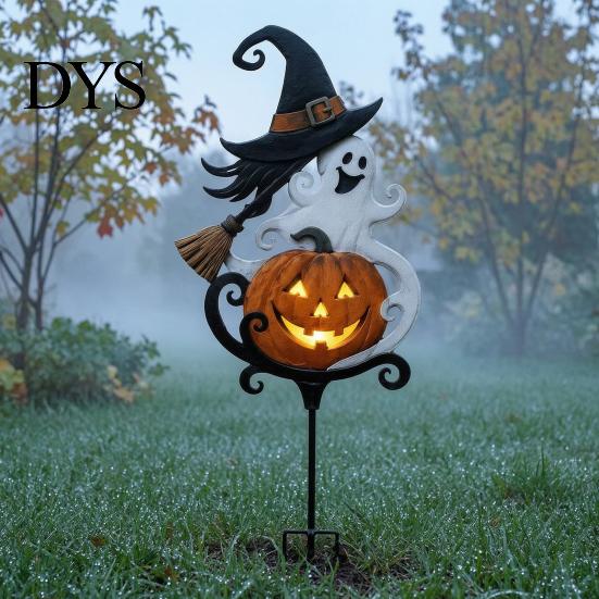 Yard Stakes for Halloween Garden Stake, Metal Witch Pumpkin Rust-Proof Outdoor Courtyard Ornaments Decoration Lawn Patio Porch Pathway, Gift Gardener
