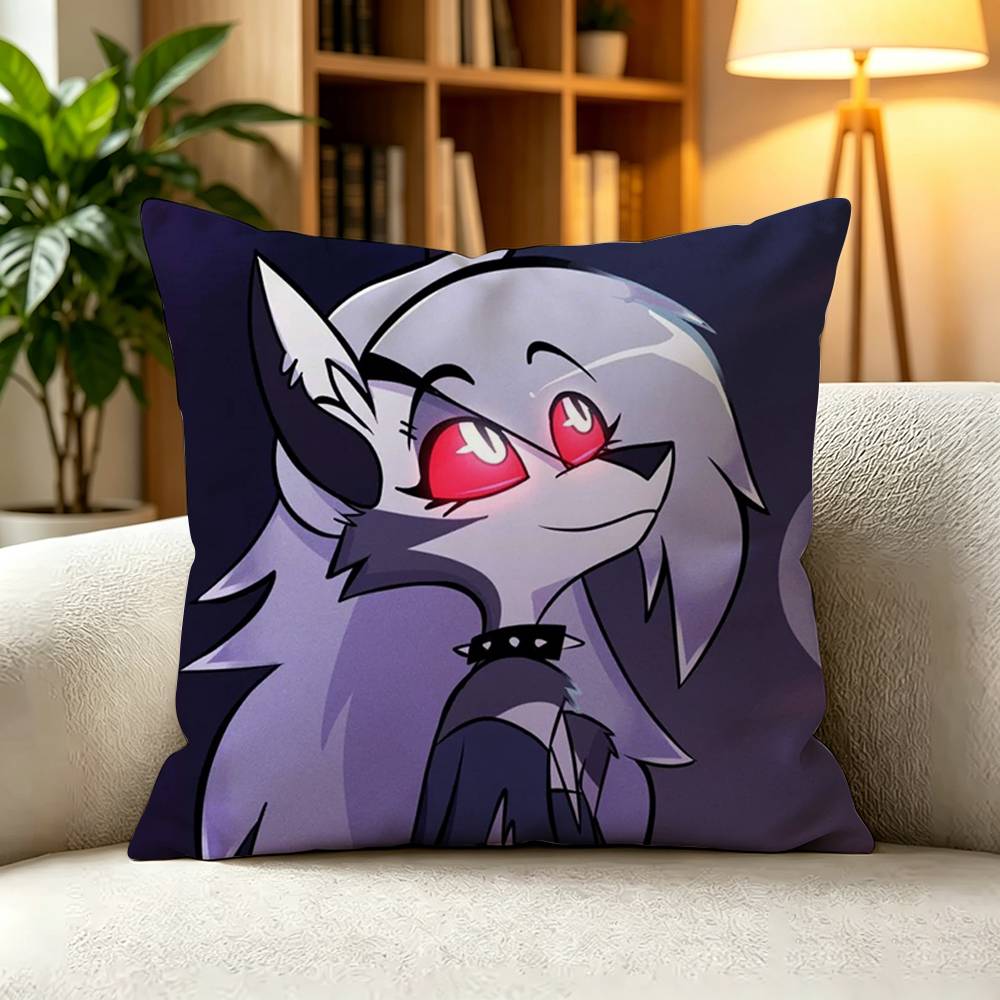 HHelluva Boss Loona Hellhound Teen Demon Pillow Case Square DoubleSided Sofa Cushion Cover Bedroom Bedside Pillow