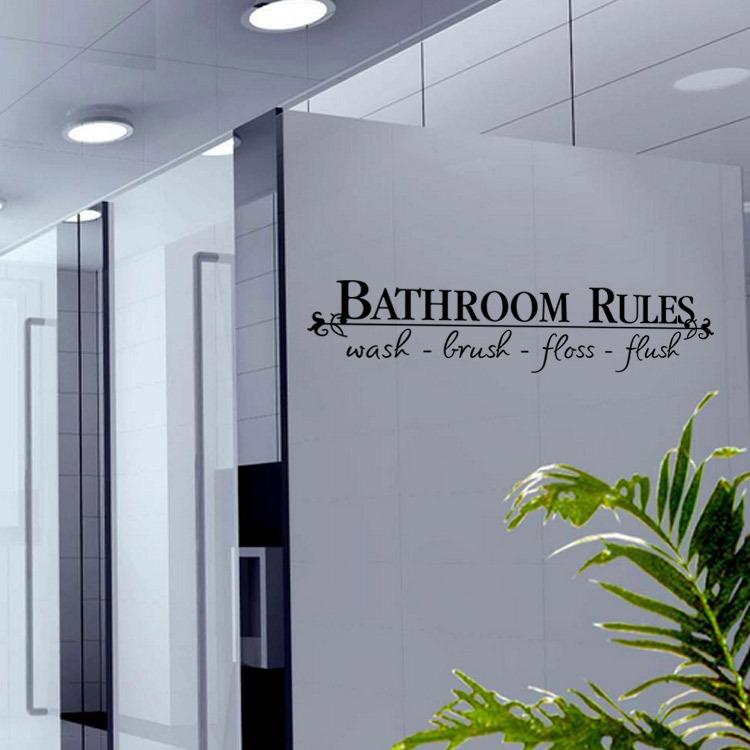 Bathroom Rules Door Sign Vinyl Quotes Lettering Words Wall Stickers Bathroom Toilet Washroom Decoration Home Decor Decal Art