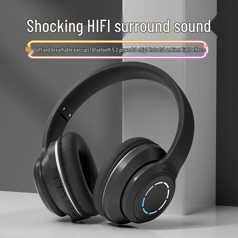 Over-ear Wireless Noise-Cancelling Bluetooth Gaming Headset with Heavy Bass, Compatible with Apple and Huawei Phones