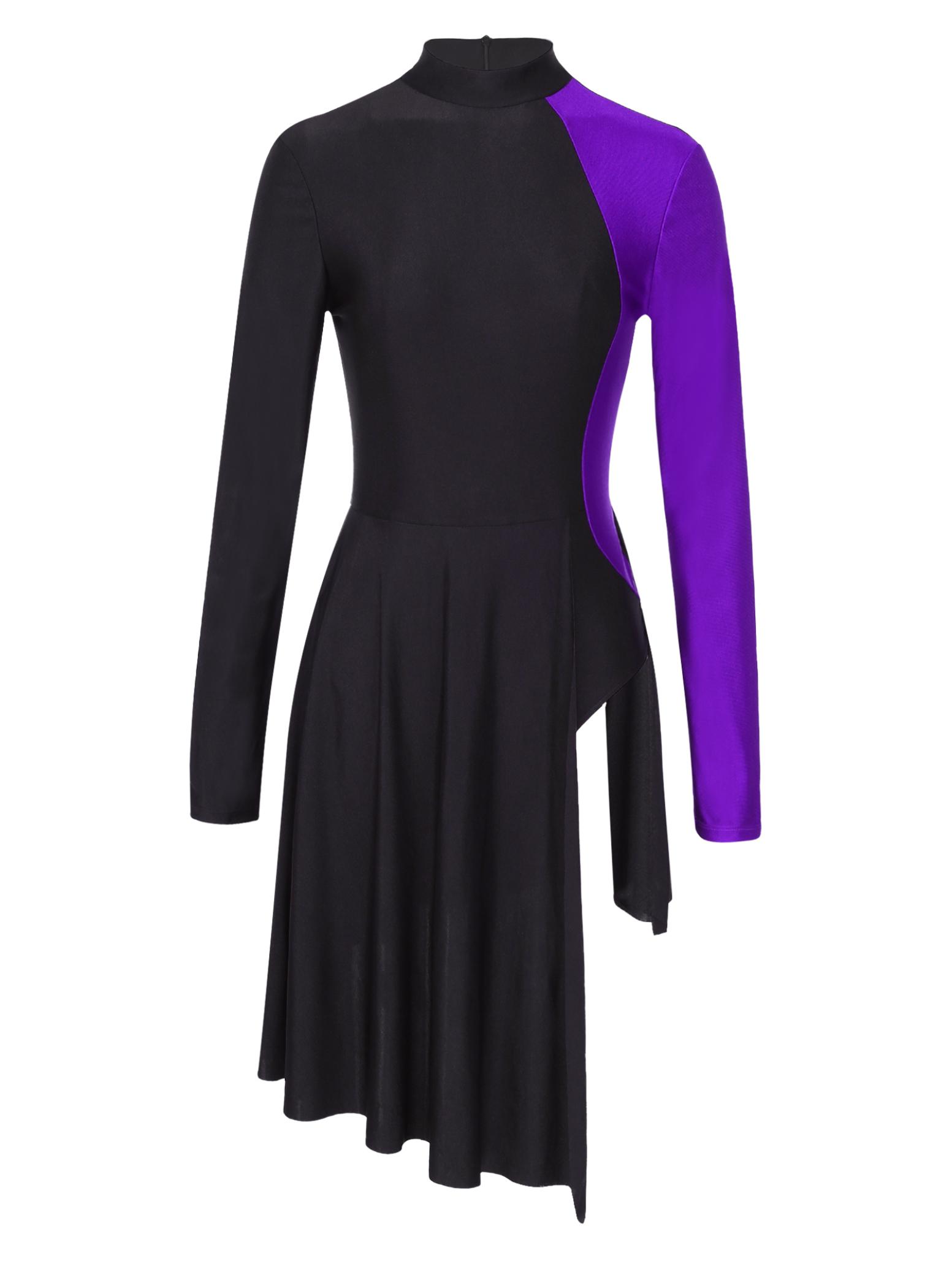 

Женское танцевальное платье с разрезом по бокам, танцевальное трико, лирический вальс, танцевальное вечернее платье, современное представление L фиолетовый