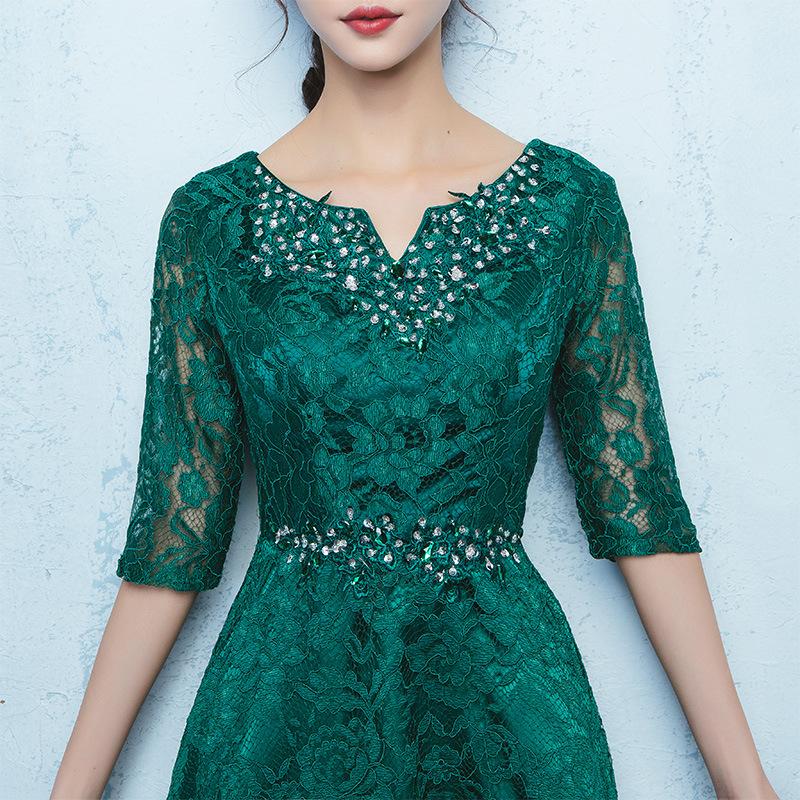 Evening Dress New Fashion Thin Mid-sleeved Bridesmaid Dress Medium and Long Thin Dress Korean