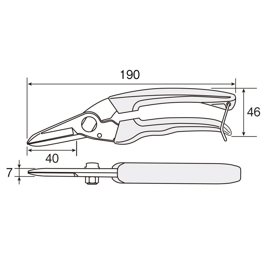 HOZAN N-839 Multi-Snips, All-Purpose Scissors with Spring, 190mm Overall Length, 40mm Blade Length, for Cutting Various Cables