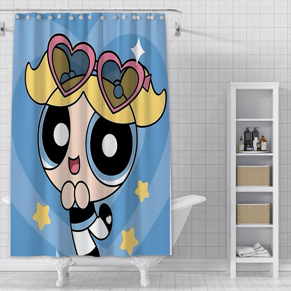 Shower Powerpuffs Girlss Curtain Waterproof Polyester Fabric Paint Colorful Bath Curtains Home Bathroom Decor Curtain With Hook