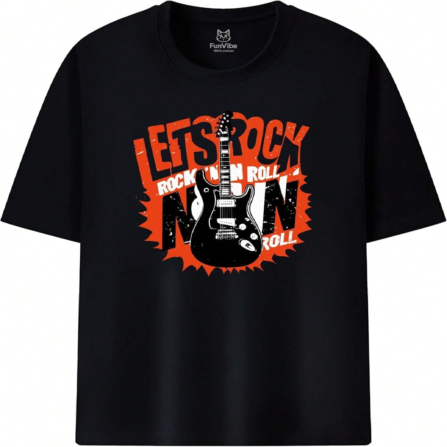 Lets Rock Rock N Roll Guitar Retro Graphic T-Shirt S разноцветный