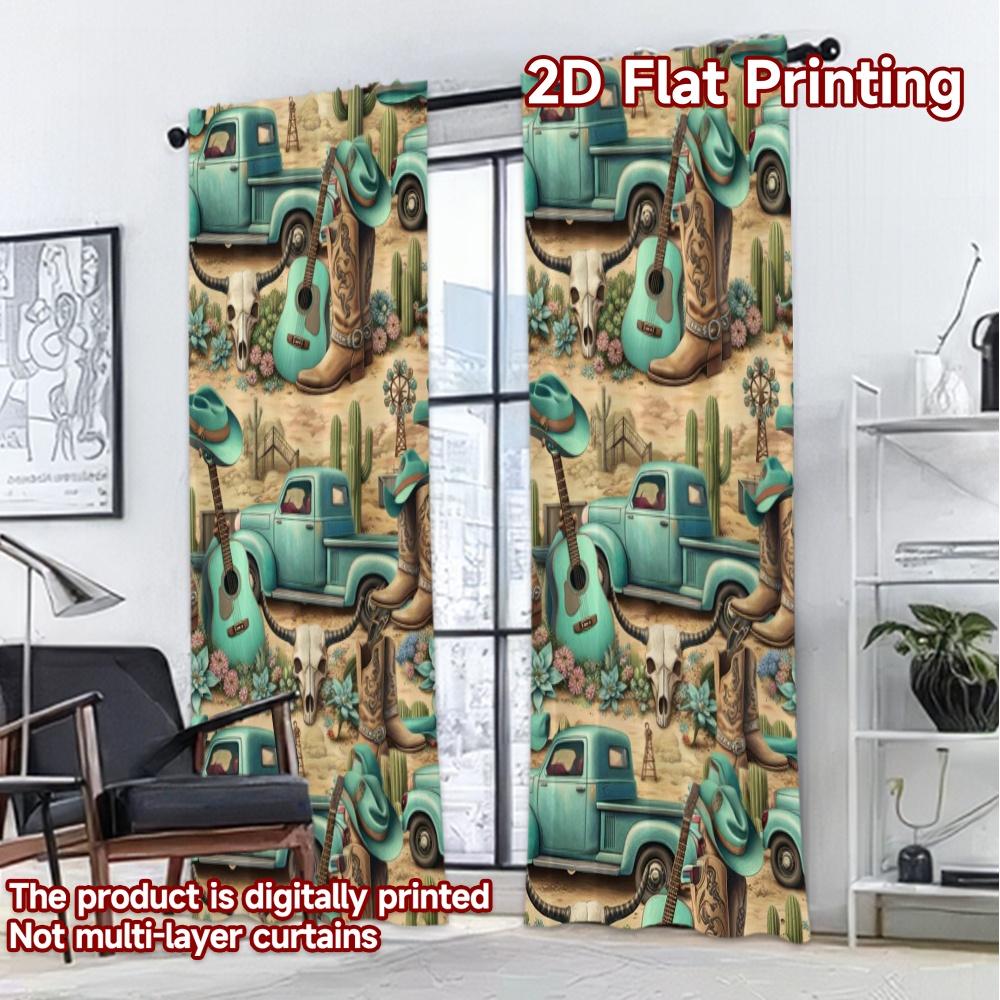 2D FLAT PRINTING 2pcs Curtains (Without Rod) Vintage Western Scene Modern Modern Curtains Versatile Durable Polyester Curtains