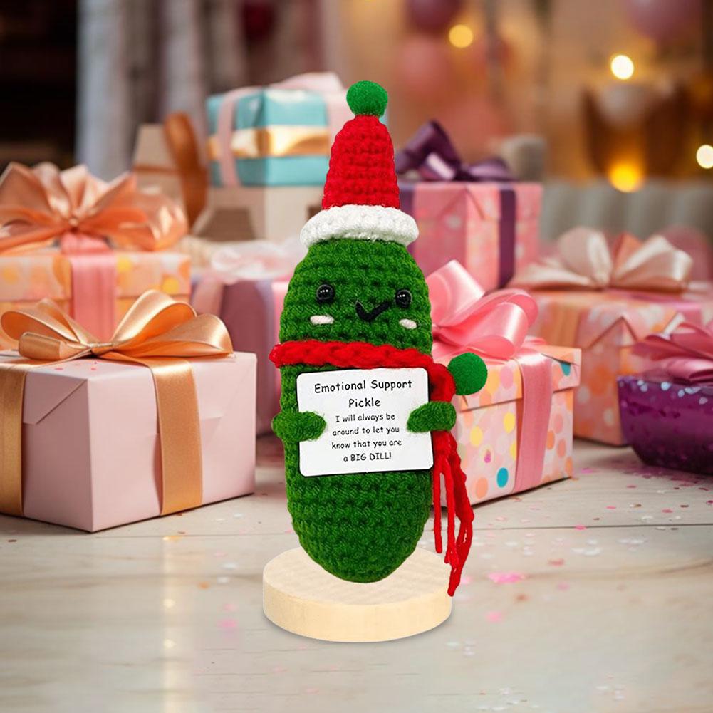 Crochet Positive Energy Duck with Card Mini Pocket Hug Handmade Plush Knitted Potatoes Hand-woven Doll Desktop Decor Birthday Gi